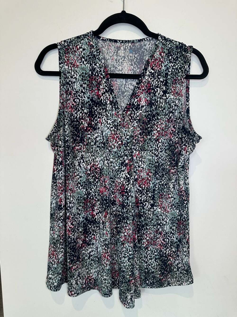 Croft & Barrow V-Neck Sleeveless Blouse Size XL Multicolor Speckled